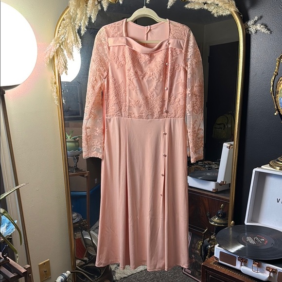 Dresses & Skirts - Vintage (Inspired) Pink Lace Maxi Dress